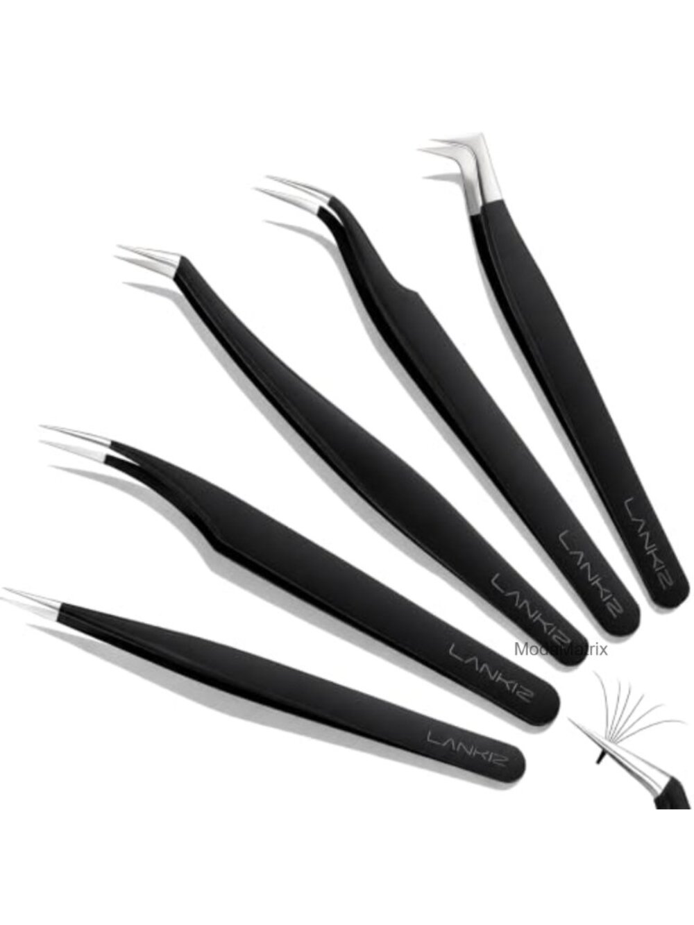 Lash Tweezers Set Stainless Steel Precision Eyelash Extension Tools 5 PCS